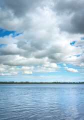 Summer Blue Sky Cloudscape Over Lake Michigan