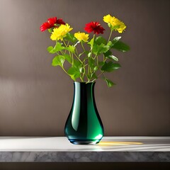 Collage with many beautiful flowers in glass vases on white background.