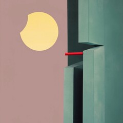 Surreal Bauhaus Style Photo, painting, paper art, artistic, blue tone, mood shots
