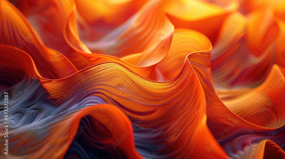 Poster the image is a close up of a piece of fabric with a wave pattern. the colors are bright and vibrant,