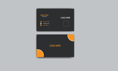 creative business card template, Modern and simple business card design with yellow and dark black color