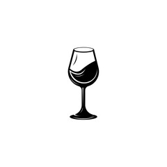vector, glass of wine, black and white, line style, vector illustration, wine glass
