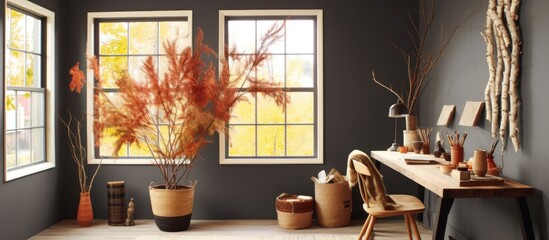 Cozy Workspace with Autumnal Decor
