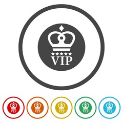 VIP badge icon. Set icons in color circle buttons