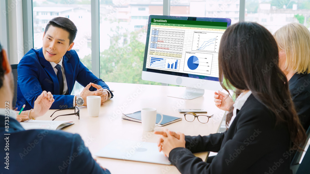 Poster spreadsheet document information financial startup concept. data and graphs in spreadsheet documents