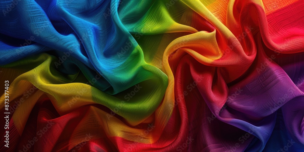 Poster a colorful piece of fabric with a rainbow pattern. the colors are bright and vibrant, creating a sen