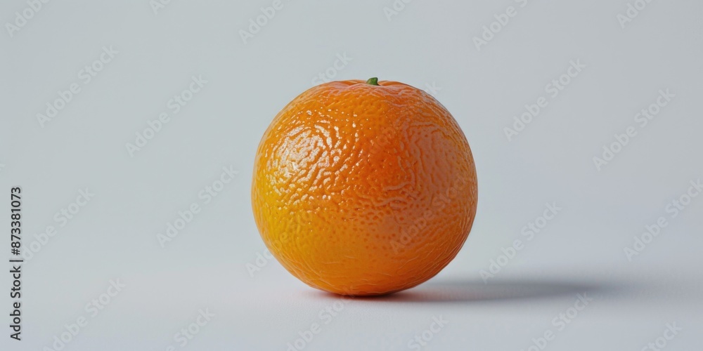 Poster a single orange sits on a white background. the orange is the only object in the image. the orange i
