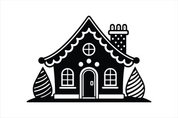 gingerbread house black vector