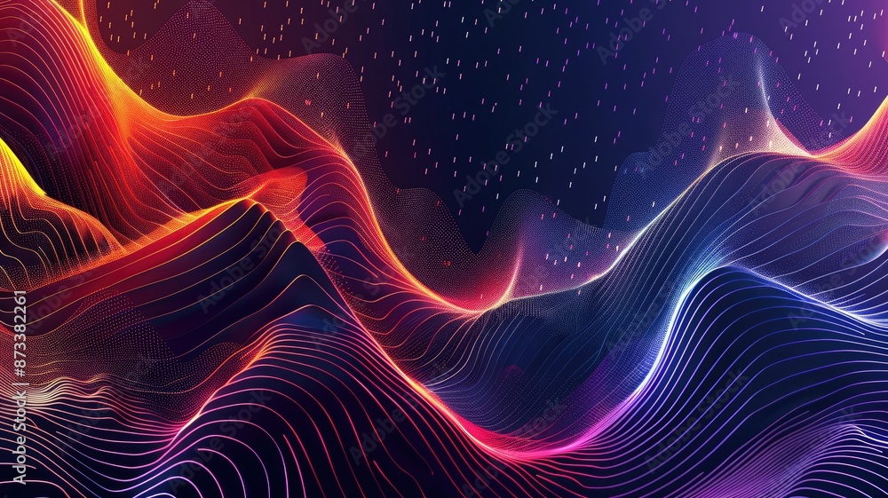 Poster abstract digital art with glowing lines - a vibrant abstract digital art image featuring glowing lin