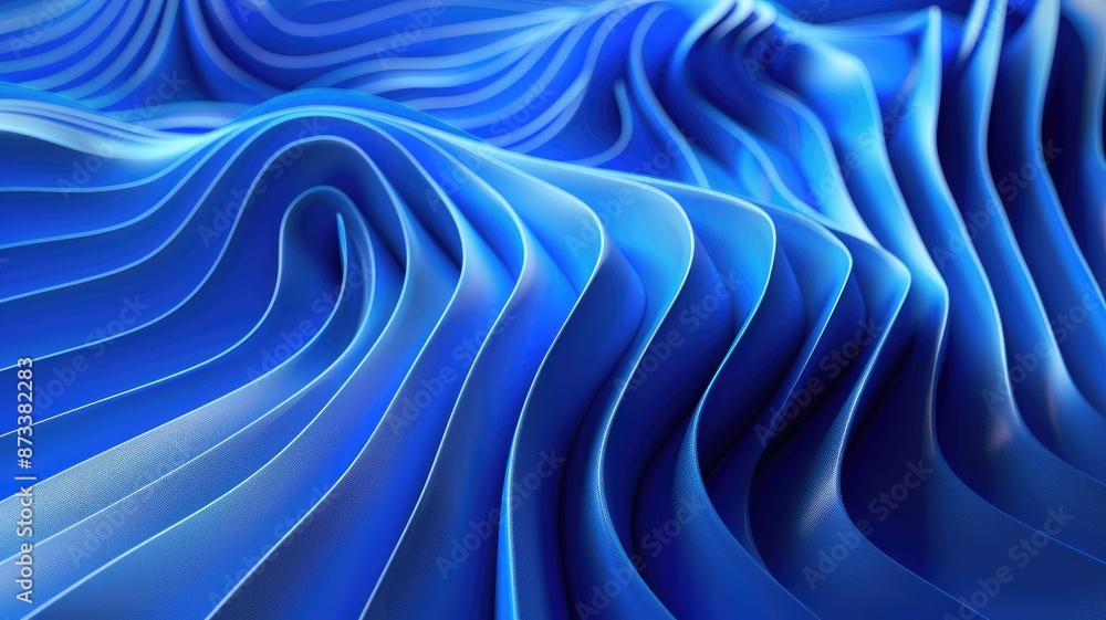 Poster abstract blue waves - abstract blue background with dynamic waves and a smooth texture. - abstract b