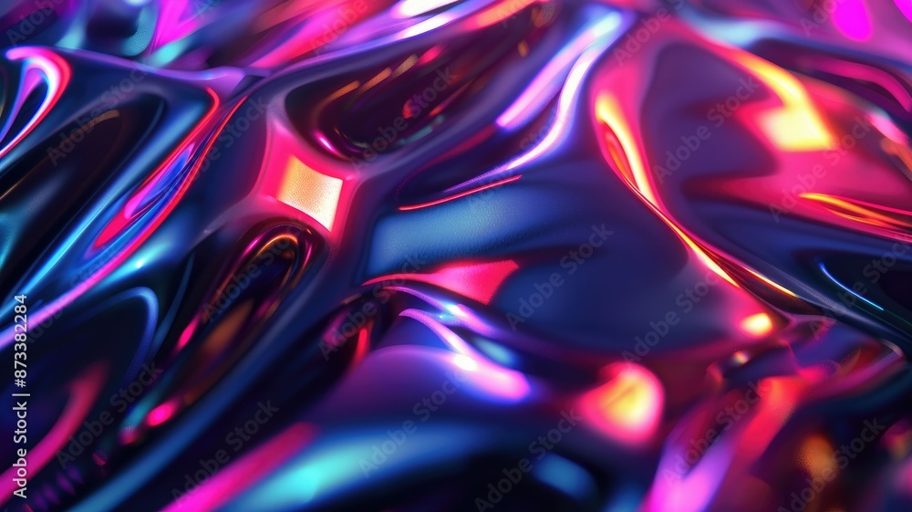 Poster abstract liquid metal background - a close-up abstract image of liquid metal with iridescent colors 