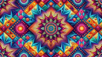 Abstract Geometric Mandala with Colorful Patterns