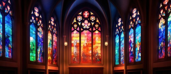 Fototapeta premium Colorful Stained Glass Windows in a Church