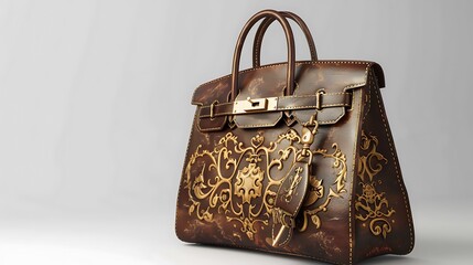 A beautiful bag that can also be used for shopping and the background is white. AI-generated image