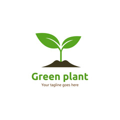 green plant logo design. Symbol of a thriving potted plant
