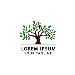 Botanic tree logo mark design. Organic nature icon. Natural plant emblem. Tree of life symbol. Vector illustration.