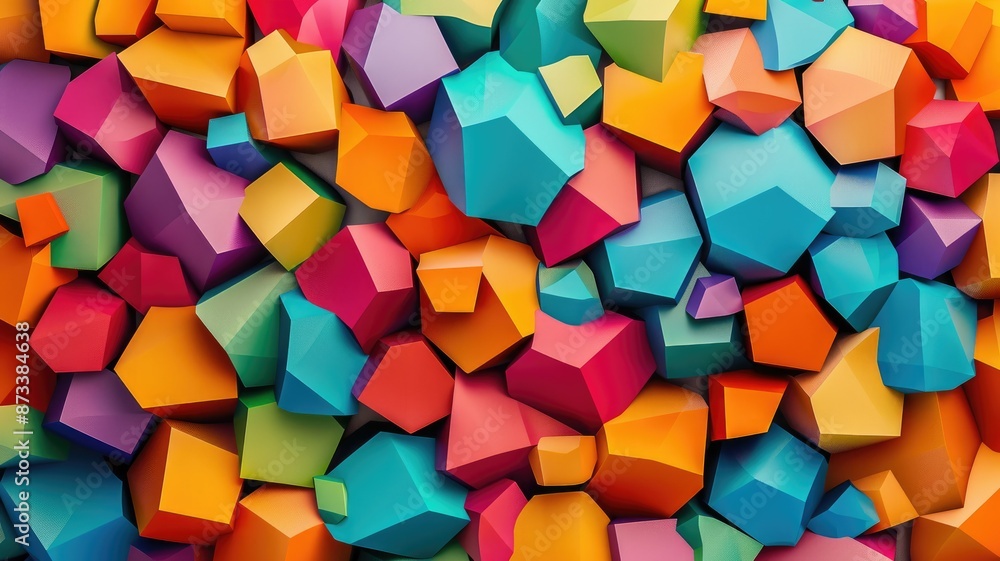 Poster abstract colorful polygonal shapes - an abstract digital art piece featuring a colorful composition 