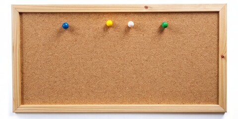 Blank Cork Board with Colorful Push Pins