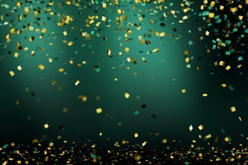 Bright green backdrop adorned with yellow confetti, offering a generous area for adding custom text