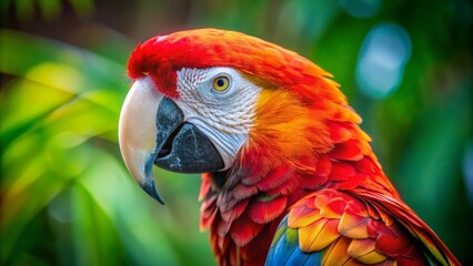 Obraz premium Close-Up of a Scarlet Macaw's Colorful Feathers