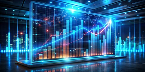 Futuristic Stock Market Data Display with Rising Graph