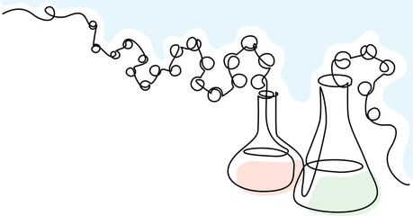 Chemistry retorts equipment with molecules concept.