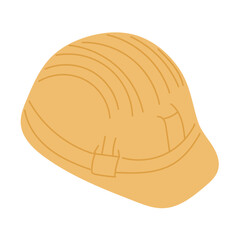 Flat hand drawn protective helmet illustration. Vector drawing of useful tool isolated on white background. Repairing and Sustainability, upgrade concept