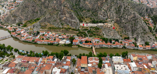 Fascinating view of the city of Amasya, also known as the city of princes. wonderful clouds coming...