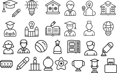 Set of education Icons Vector Illustrations for Schools and Learning Resources