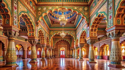 Obraz premium Ornate Palace Interior with Arched Ceilings and Intricate Details