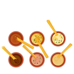 Fast food set ready fast food restaurant menu Set of hamburgers, french fries, onion rings, and soft drinks in a tray Top view Isolated objects on background for designing posters, and food menus.
