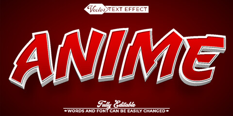 Cartoon Red Anime Vector Editable Text Effect Template