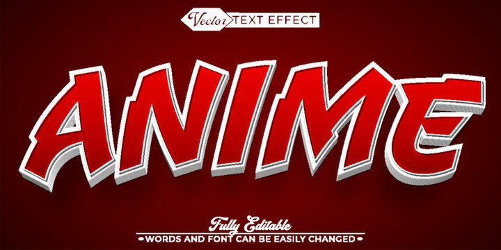 Cartoon Red Anime Vector Editable Text Effect Template