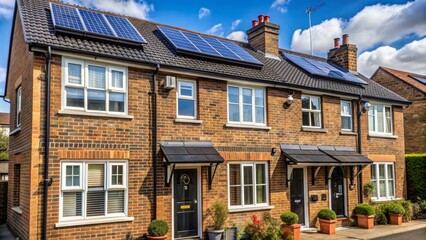 Solar Panel Row House Exterior