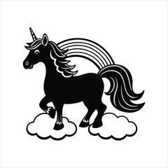 rainbow unicorn on clouds vector