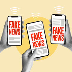 Hand, holding, fake news, mobile phone, Fake news, Social networks, Practical joke, Fake, Using the...