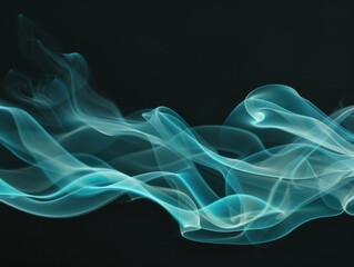 Abstract blue smoke swirls on black background