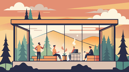 Cozy Mountain Cabin Retreat at Sunset with Friends