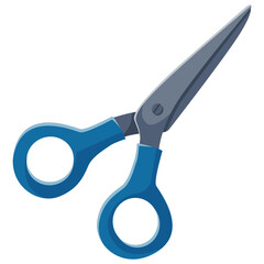 A blue pair of scissors with a silver handle. The scissors are sharp and ready to cut. Concept of precision and efficiency