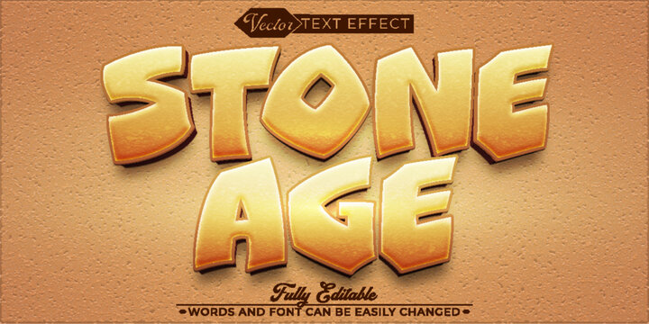 Cartoon Stone Age Vector Editable Text Effect Template