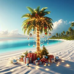 Obraz premium christmas tree on the beach