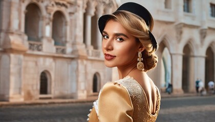 Obraz premium cool elegant blonde retro lady; pretty vintage female; luxury lifestyle