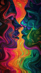Colorful bright creative beautiful poster with a couple in love