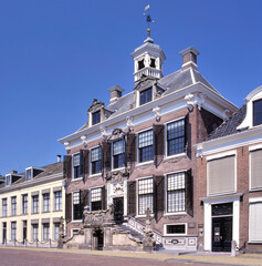 Town hall in rococo style, in the center of the city of Sneek in Friesland, Holland