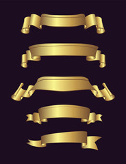 Golden Ribbons with dark Background