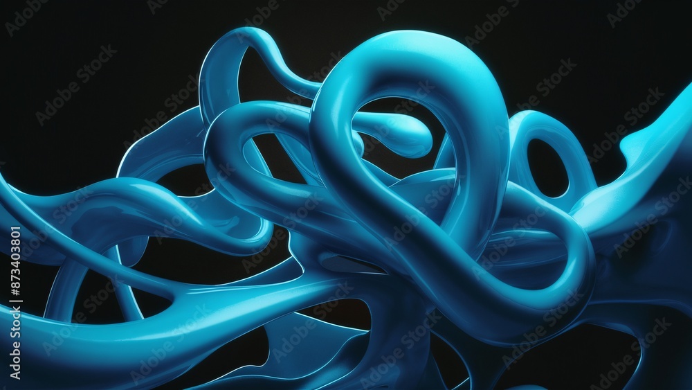 Aufkleber this is a 3d rendering of a blue and pink shape that is twisted and curved.