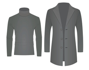 Long sleeve t shirt and coat. vector