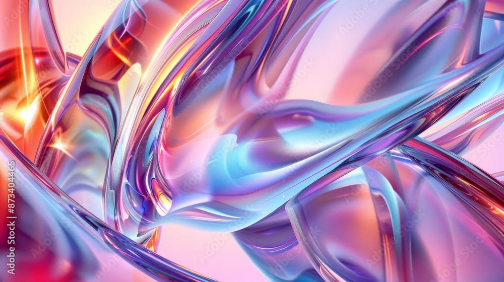 Fototapete a vivid abstract layered composition with dynamic swirling shapes showcasing glassy textures and int