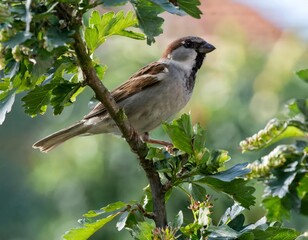 Obraz premium House Sparrow on a tree , generated by AI. High quality photo