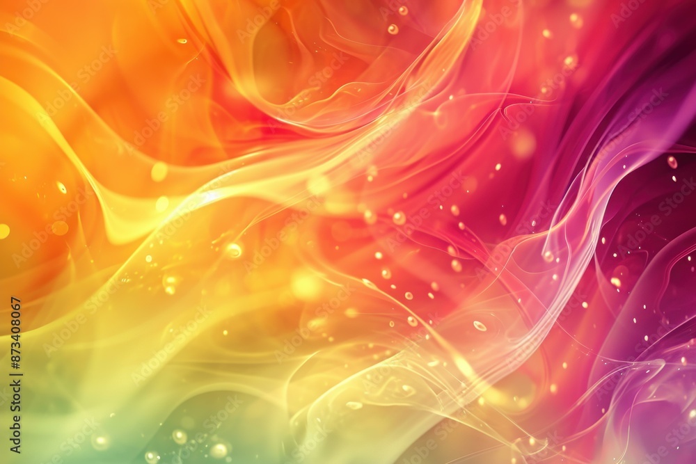 Poster vibrant abstract colorful waves background with sparkling particles and dynamic flow for modern digi